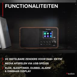 DAB radio - Audizio Avio DAB radio met Bluetooth - DAB+ - FM - USB - 20 voorkeurszender - Houtlook — thumbnail 4