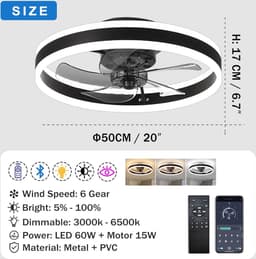 Equivera Plafonniere met Ventilator - Plafondventilator - Plafondventilator Afstandsbediening - Plafondventilator Slaapkamer - Plafond Ventilator met Verlichting - Plafondlamp - Plafonniere - Ideaal voor in uw slaapkamer! — thumbnail 5