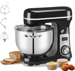 Mygroot - Deegmachine - Mixer met kom - Keukenmixer 6 Liter - Kneedmachine Keukenmachine 4KG RVS - Deegmixer Zwaar Deeg - Zwart — thumbnail 1
