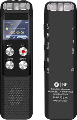 BP® Afluisterapparatuur - Voice Recorder - Dictafoon - Audio Recorder - Spy Recorder - Afluisterapparaat - Afluisteren & Opnemen - Ruisonderdrukking - Nederlandse handleiding & Sofware — thumbnail 1