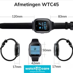WatchToCare Classic - GPS Tracker - GPS Horloge Ouderen - Alarm Horloge - SOS Horloge - Valdetectie - Alzheimer - Dementie - Alarmknop - Garantie 1 jr - Noodknop - Lebara Sim met €5 tegoed - Géén abonnement nodig - Horloge Band Zwart Leer — thumbnail 2