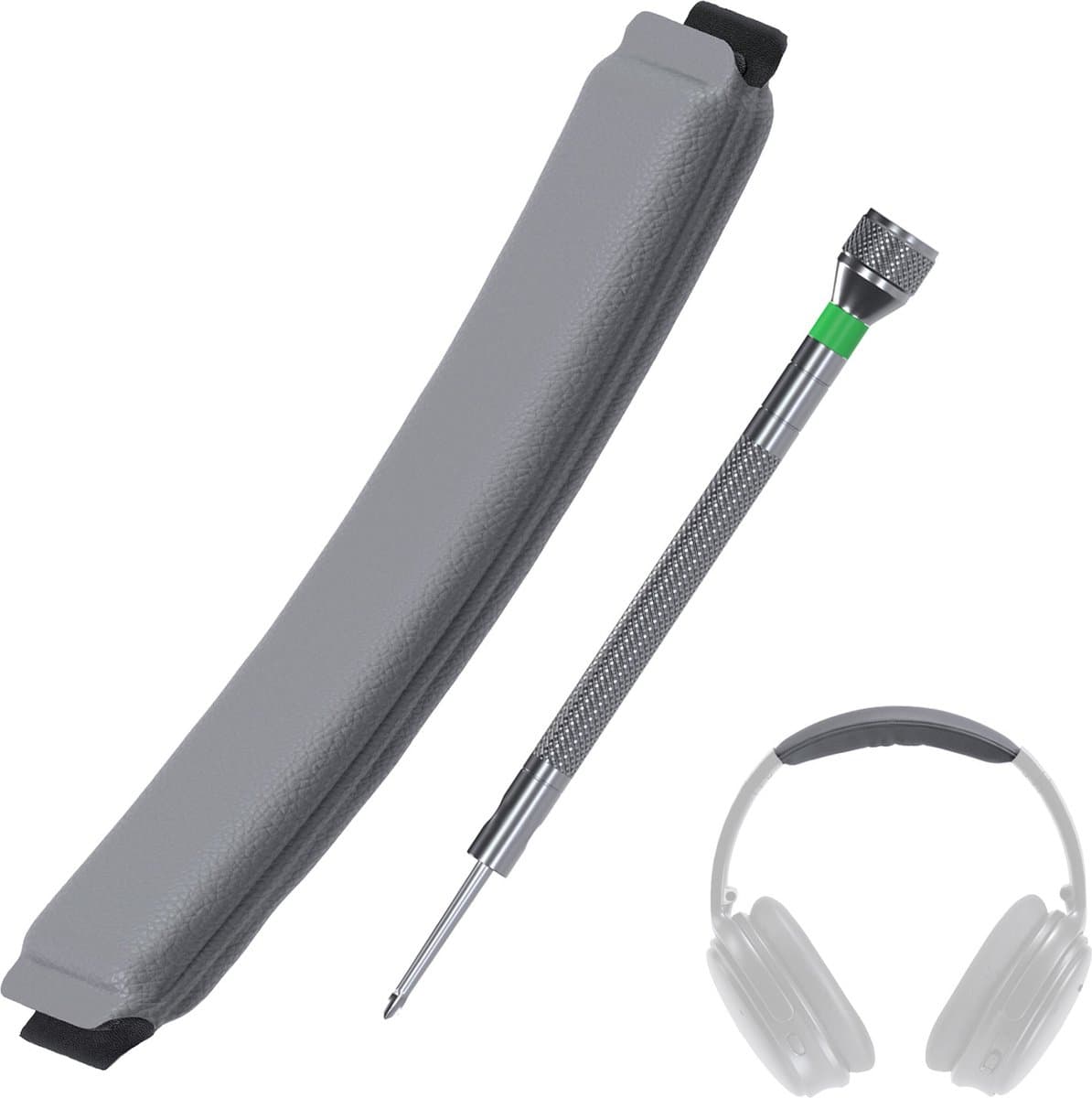 Vervangende Hoofdband voor Bose QuietComfort 35, 35 II, 45 (QC35, QC35 II, QC45) Over-Ear Hoofdtelefoon van MMOBIEL – Protein PU Hoofdband – Hoofdtelefoon Hoofdkussen Cover Reparatie – Grijs — afbeelding 1