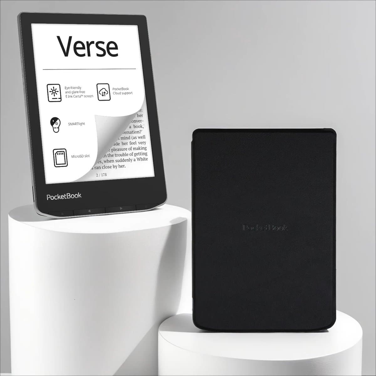 PocketBook Verse e-reader Mist Grey – 6 inch – 8 GB + Zwart hoesje – voordeelbundel — afbeelding 1