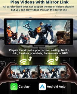 10.26 Inch Wireless Carplay Android Display with Apple Carplay, 4K Dashcam, and HD IPS Touchscreen — thumbnail 4
