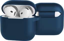 Hoesje - Geschikt voor Apple AirPods 4 - Siliconen Hoes met Clip - Silicone Case Cover - Navy — thumbnail 5