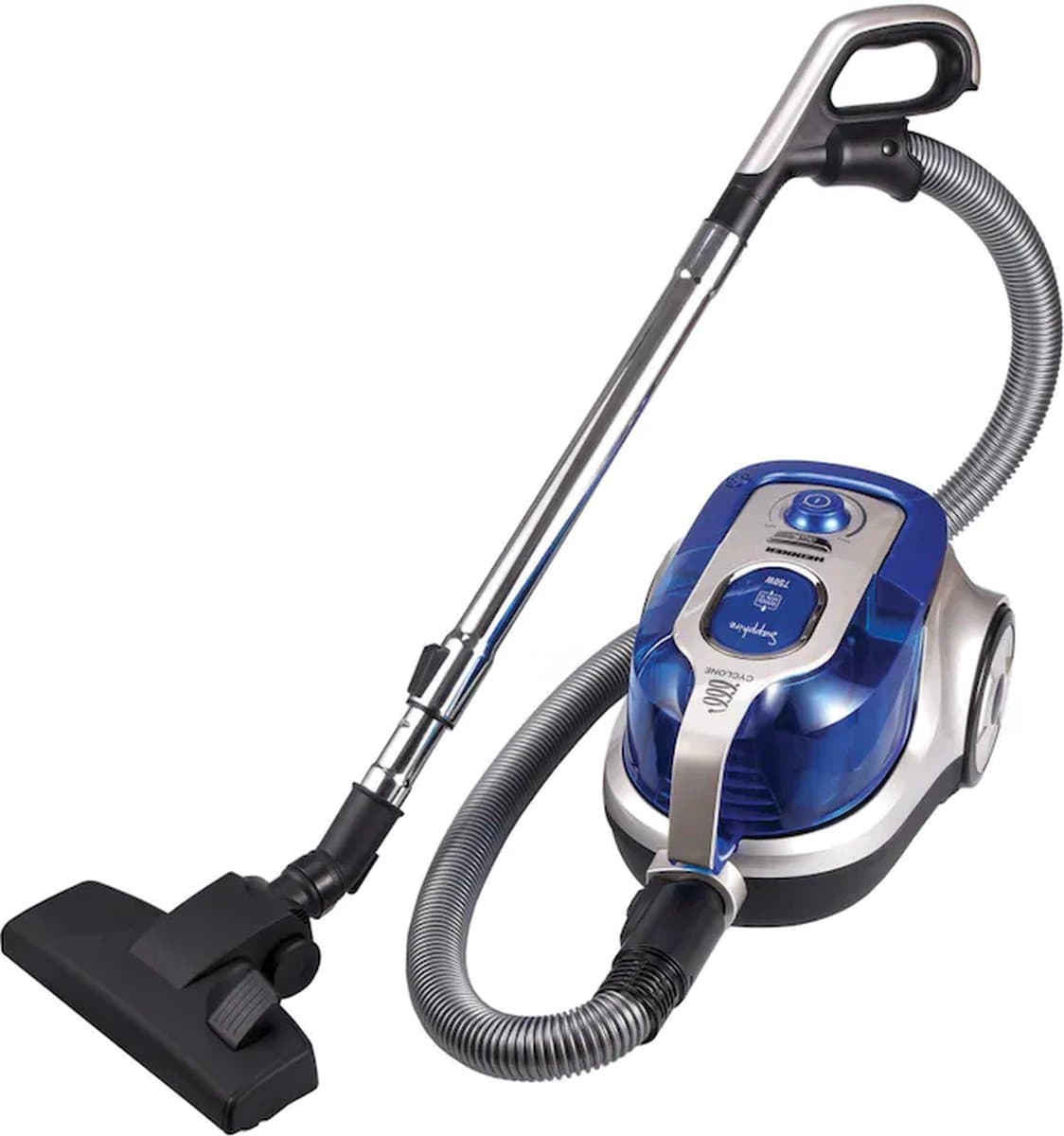 Heinner Sapphire Zakloze Stofzuiger – 750 W – 2,2 L Stofcapaciteit – Cycloonfilter – Dubbele HEPA-13 Filter – Blauw/Zilvergrijs — afbeelding 1