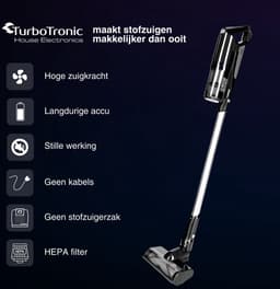 TurboTronic C26 Draadloze Steelstofzuiger met Handstofzuiger- Kruimeldief - Zwart — thumbnail 5