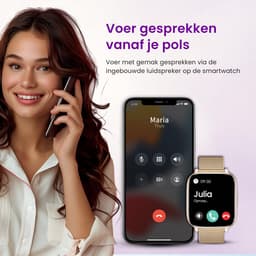 Avalue AMOLED Smartwatch Dames & Heren - AI Feature - Stappenteller - Bloeddrukmeter - Geschikt voor alle Smartphones - RVS en Siliconen Band - Paars — thumbnail 4