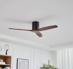 Lucande - Plafondventilatoren zonder verlichting - Hout, ijzer - H: 23 cm - zwart, walnoot — thumbnail 2