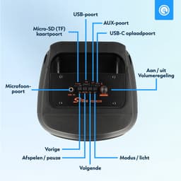 Soundlogic Bluetooth Speaker Draadloos XL - Partybox Met Microfoon - Party Speaker - USB-C - Zwart — thumbnail 2