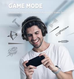 Tuinyo - Draadloze koptelefoon met noise cancelling - Over ear - 60 Uur speeltijd - Diepe bas - Hi-Fi Stereo geluid - comfortabele oorkussens - Inclusief reisetui - Zwart — thumbnail 4
