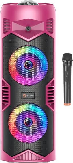N-GEAR LGP5150 - Bluetooth Speaker - Karaoke Set met Microfoon - Party Box met RGD LED Licht - Knal Roze — thumbnail 1