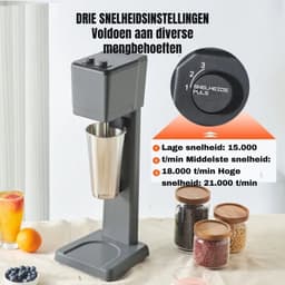 Drankenmixer - 375W - Drinkmixer - Milkshake-machine - 3 snelheden RVS Cocktail, Barmixer — thumbnail 5
