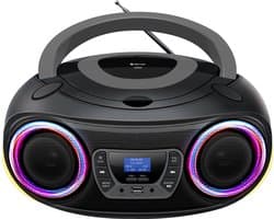 Denver Draagbare DAB Radio CD Speler Kinderen - Bluetooth - Lichteffecten - Boombox - AUX - FM - TDB212GREY
