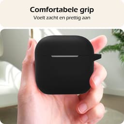 Hoesje - Geschikt voor Apple AirPods 4 - met Clip - Siliconen Hoes - Silicone Case Cover - Zwart — thumbnail 4