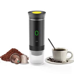 Draadloze, draagbare elektrische koffiemaker met USB-C-poort, zelfverwarmend, oplaadbaar, geschikt voor reizen, kamperen, campers, thuis, kantoor, enz. (Zwart) — thumbnail 1