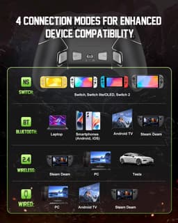 PXN P5 - Draadloze Game Controller - Trillingsfunctie - USB & Bluetooth - PC & Console - Zwart — thumbnail 4