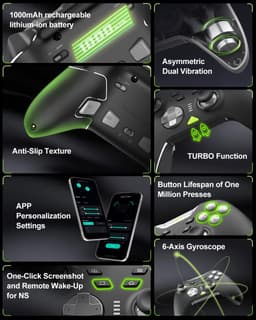 PXN P5 - Draadloze Game Controller - Trillingsfunctie - USB & Bluetooth - PC & Console - Zwart — thumbnail 2