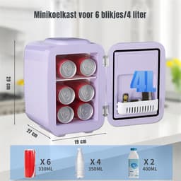DnA® Mini koelkast 4L - Skincare & make-up fridge - Mini Koelkasten - Paars - 28cm x 20cm x 29cm — thumbnail 3