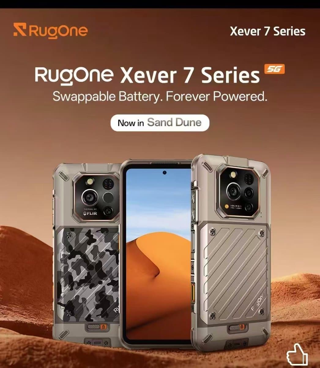 RugOne Xever 7 16,9 cm (6.67") Dual SIM Android 15 5G USB Type-C 12 GB 512 GB 5550 mAh, Sand Dune — afbeelding 1
