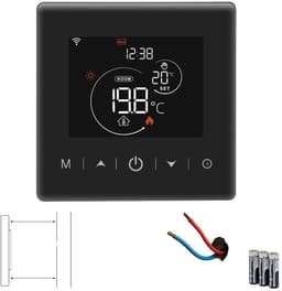 Slimme thermostaat voor cv | Zwart | Wifi 2.4GHz | 2-draads aansluiting | Touchscreen | Tuya app | Spraakbesturing — thumbnail 1