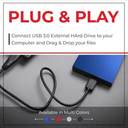 2,5 inch draagbare externe harde schijf 120 GB - Ultradunne HDD back-upopslag met USB 3.0 - Snelle gegevensoverdracht voor PC, Mac, Windows, gaming, laptop en desktop - Blauw — thumbnail 2