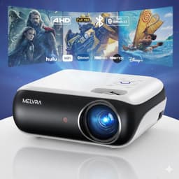 MELVRA 4K Mini Beamer - 4K Support & Native 1080P Full HD Projector - 10000 Lumen - Bluetooth 5.1 & WiFi - Inclusief HDMI & USB - Wit — thumbnail 1