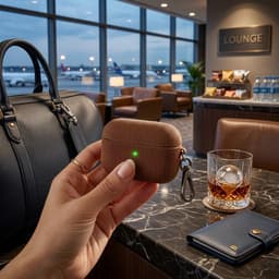 Luxe geribd hoesje voor oordopjes – Vertical Stripe design met sleutelhaak, geschikt voor AirPods Pro 3 (Bruin) — thumbnail 5