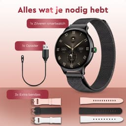 Golden Sound AMOLED Smartwatch Dames - Horloge dames - Stappenteller - Slaapmonitor - Saturatiemeter - 42mm - 4 bandjes - Zwart — thumbnail 5