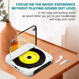 CD Speler - Draagbare Bluetooth - cd-speler - Ondersteunt MP3/WMA - met USB-C- snelladen – Ultradun en compact - formaten – Geschikt voor zowel reizen als thuisgebruik – Zwart — thumbnail 2