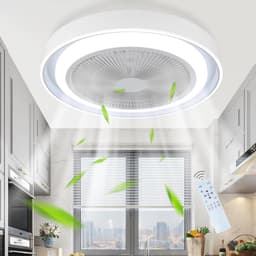 Glitzerlife Plafond ventilator met verlichting – LED Plafondlamp met Ventilator – Stille plafondventilator Afstandsbediening & Timer – Modern Design – Blauw – 5 Vleugels – Voor Slaapkamer, Woonkamer & Eetkamer — thumbnail 1
