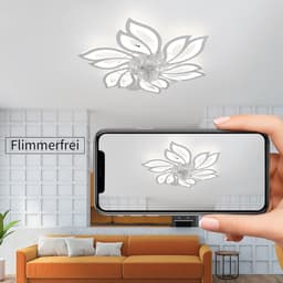 Glitzerlife - Plafond ventilator met verlichting - Dimbare LED ventilator lamp plafond - Stille plafondventilator Afstandsbediening - Zomer winter functie - Acryl design - Ø66cm - Wit — thumbnail 5