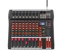 Rolu Mengpaneel – Mengpaneel Mixer – Professionele 8-Kanaals Mixer – 48V Fantoomvoeding – Compact & Draagbaar