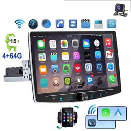 ESSGOO 1DIN Autoradio auto met 10,1 Inch 360° draaibaar scherm - autoradio geschikt voor CarPlay en Android auto - Android 15 4 + 64 GB - Bluetooth FM RDS - multimediaspeler - AHD-achteruitrijcamera - microfoon — thumbnail 1