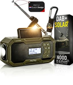 Noodradio Solar Opwindbaar - DAB+ / FM Nood Radio - 5000 mAh Powerbank Zonneenergie - Bouwradio - Badkamer Radio - Noodpakket — thumbnail 1