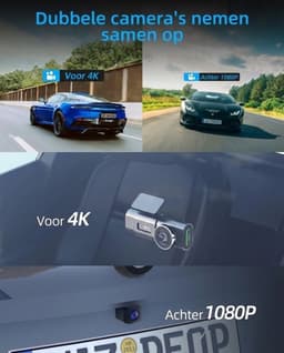 SNJY® Dashcam voor Auto - Auto Camera - Dashcam Voor en Achter Draadloos - 4K+1080P - 64 GB - 170°+140° Groot Gezichtsveld - Zwart — thumbnail 3