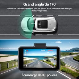 Autodashcam voor met 64 GB SD-kaart, 1080P FHD 3" autodashcam, autodashcam met 170° groothoek, nachtzicht WDR, loopopname — thumbnail 2