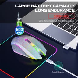 Draadloze Witte Muis PRO GM1 met LED - Geruisloze werking - Oplaadbaar - Draagbaar - Draadloos 2.4G - Inclusief USB-ontvanger — thumbnail 2