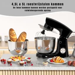 DYNA® Mixer met mengkom - Mixer - Mixer met mengkom keukenmachine - Zwart - ‎14cm x 30cm x 36 cm; 3.18 kg — thumbnail 4