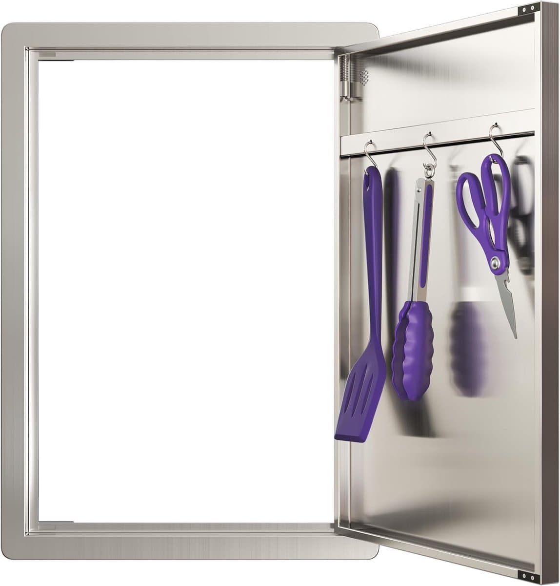 Buitenkeukendeur 17" B x 24" H RVS met Ventilatiegaten en Ergonomische Handgrepen — afbeelding 1
