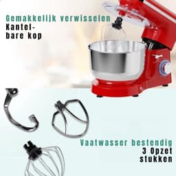 MIRA® Mixer met mengkom - Mixer - Mixer met mengkom keukenmachine - Rood - ‎39cm x 24cm x 32cm — thumbnail 3