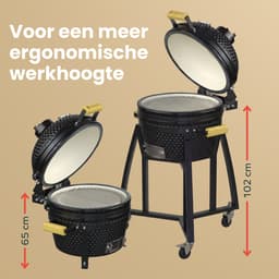 KitchenBrothers Kamado BBQ Onderstel - Voor 41⌀ cm - Geschikt voor 16 inch KitchenBrothers Kamado - 102 cm Hoogte - Met Wielen en Rem - Vaderdag Cadeau - Zwart — thumbnail 5