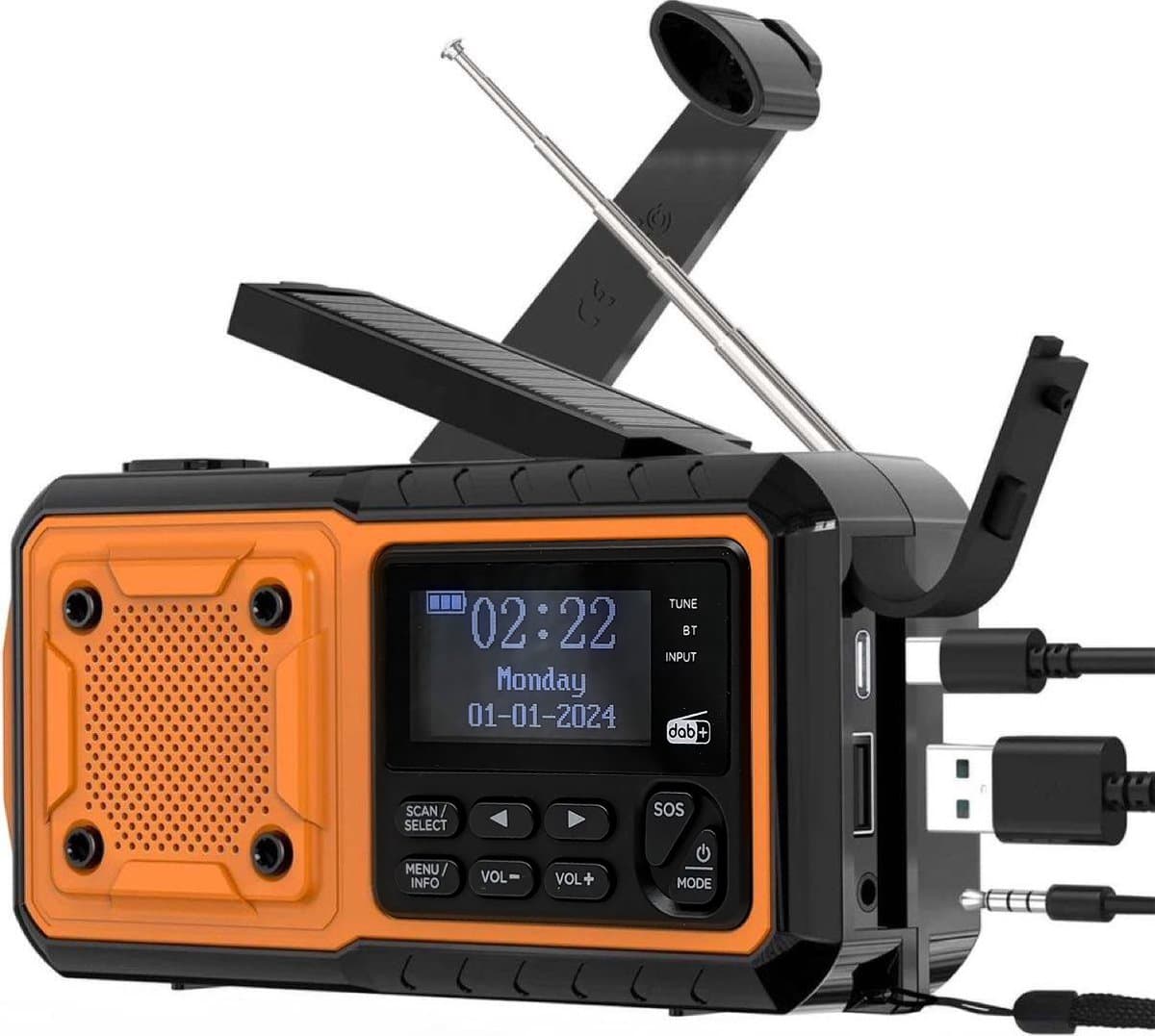 INHEIM® PULSdab+ – Robuuste DAB+ Noodradio | Solar & Dynamo Oplaadbaar | FM/DAB+ | Powerbank & LED-Zaklamp | Noodpakket & Outdoor — afbeelding 1