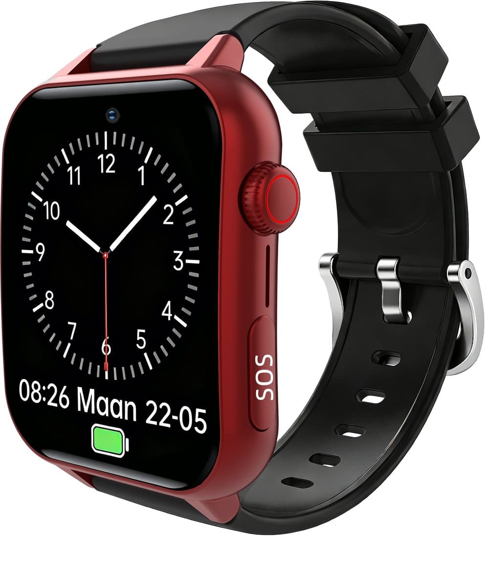 WatchToCare Pulse GPS Alarmhorloge Senioren | Camera | Valdetectie | 3-4 Dagen Accu | Discreet Design | Zonder Abonnement | Red — afbeelding 1