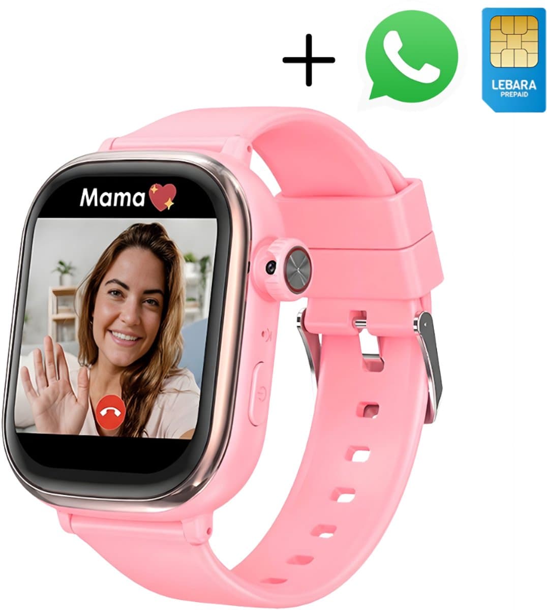 Smartwatch voor Kinderen met Nano SIM, Video Bellen, GPS & 4G - Waterdicht IPX7, WiFi & Bluetooth - SOS Functie - Roze — afbeelding 1