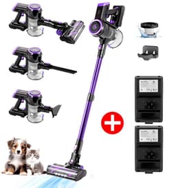 AG4200 Steelstofzuiger Draadloos – 2 Accu’s – 90 Min Stofzuigen – Krachtige Stofzuiger Zonder Zak – Geschikt voor Dierenharen – 2-in-1 Kruimeldief – Compact & Lichtgewicht – Verstelbare Stang - Deep Purple — thumbnail 1
