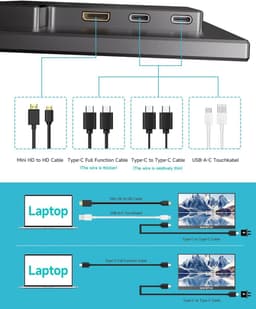 Draagbare Externe Monitor 15.6 Inch Full HD Touchscreen Monitor USB-C & Mini-HDMI — thumbnail 3