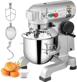 Industriële Keukenmixer - Commerciële Standmixer - 15 Qt Roestvrijstalen Mengkom - 600W Krachtige Motor - 3 Instelbare Snelheden - Spiraaldeeghaak - Platte Klopper - Draadzweep - Veiligheidsschild - Bakkerij - Horeca — thumbnail 1