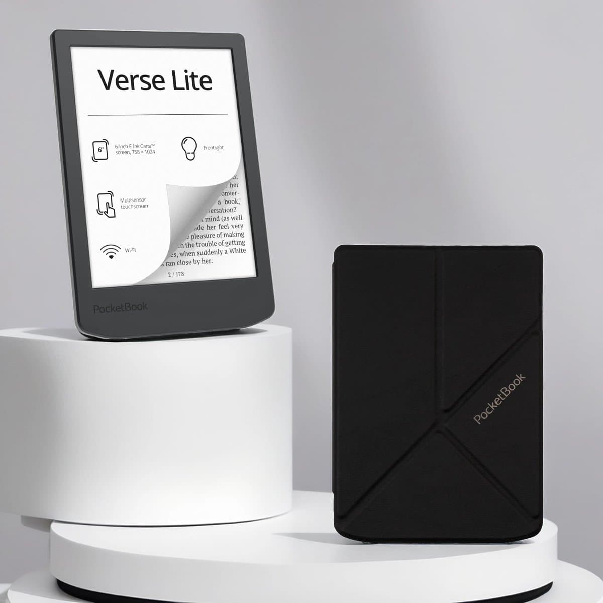 PocketBook Verse Lite e-reader Midnight Grey – 6 inch – 8 GB + Origami Hoesje – voordeelbundel — afbeelding 1