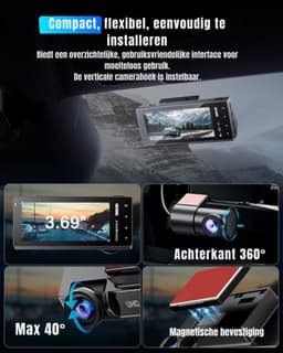 Aurixi® Dashcam Voor en Achter - Parkeermonitor - Dashcamera - Nachtzicht - Zwart - ‎4cm x 11cm x 5 cm; 100 g — thumbnail 4